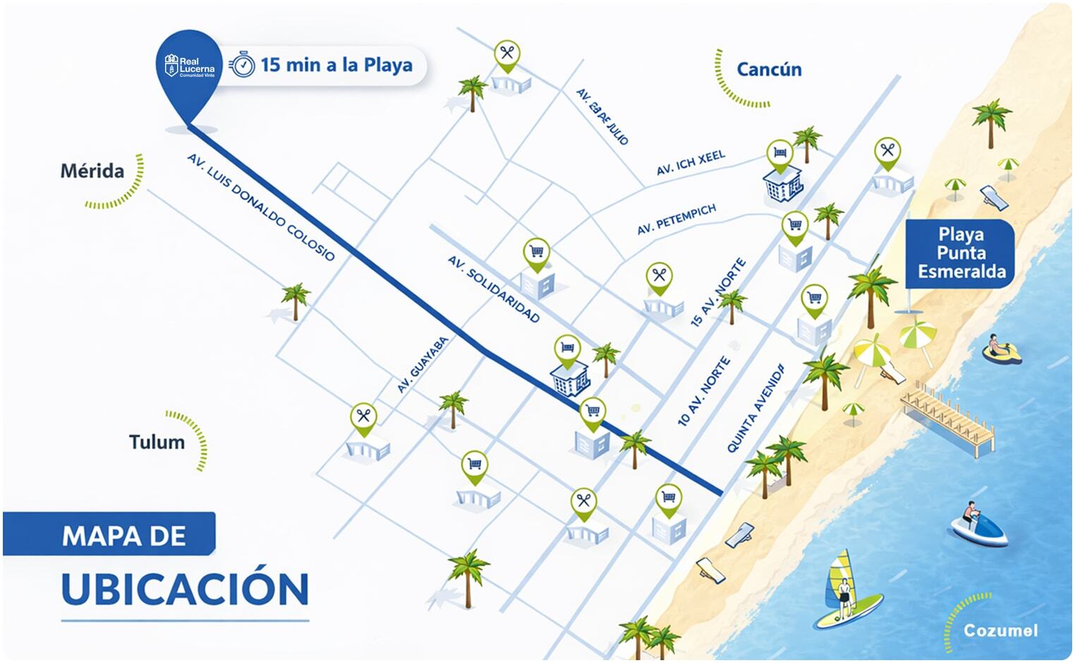 Mapa de ubicación Real Lucerna – Playa del Carmen Mapa de ubicación Real Lucerna – Playa del Carmen